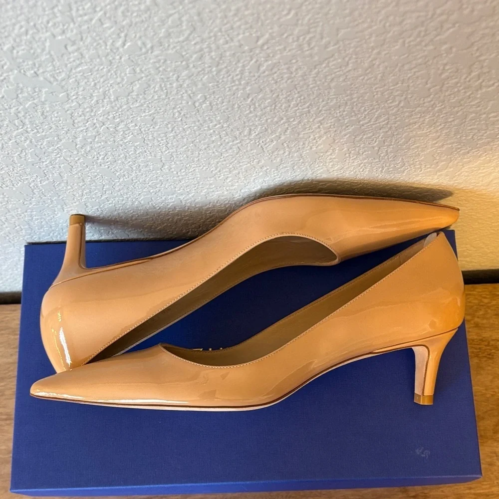 Stuart Weitzman Tan Patent Leather Heels